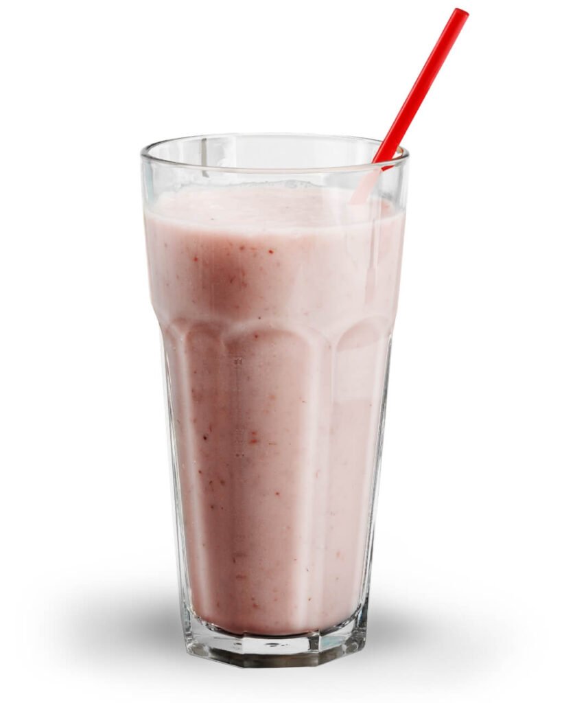 A strawberry, banana, and blueberry smoothie