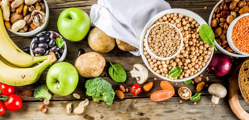 Healthy Foods All Over The Table. Showcasing Healthy Nutrition Habits