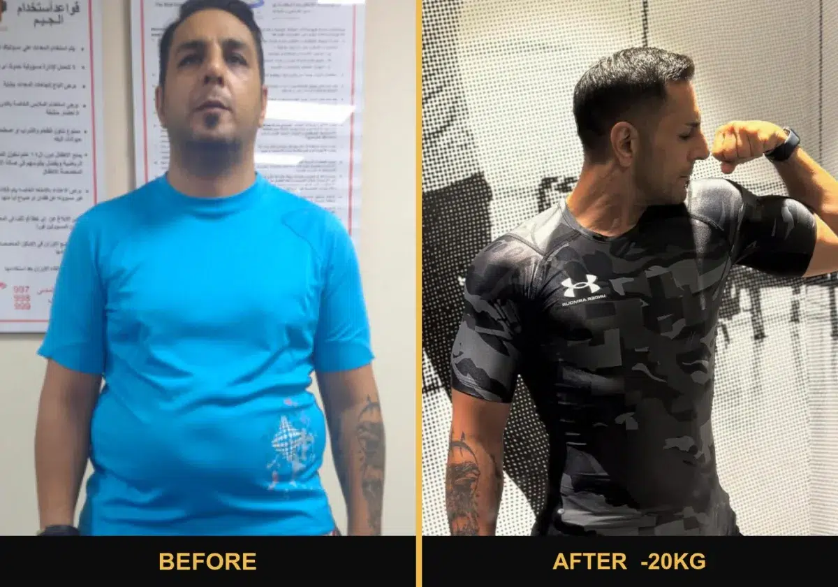 Siyamak's 12 week body transformation in Dubai, before and after