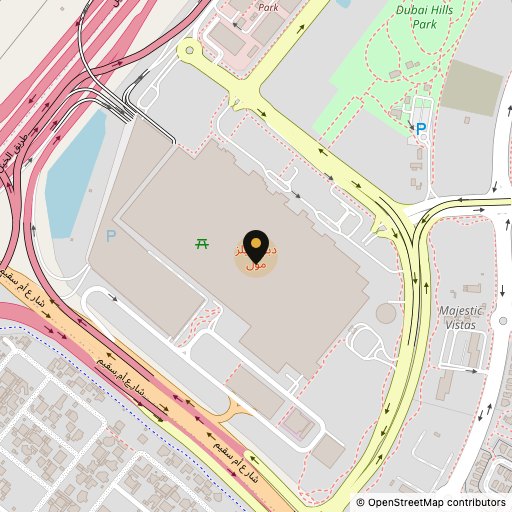 Map showing FitnGlam at Dubai Hills Mall, Dubai