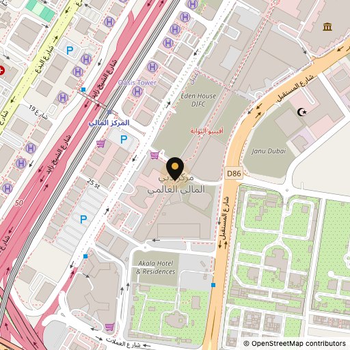 Map showing Warehouse Gym at Gate Avenue, DIFC, Dubai