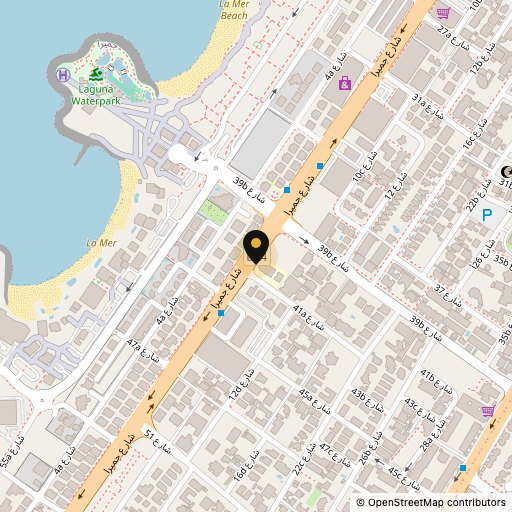 Map showing SEVA Table on Jumeirah Beach Road, Jumeirah 1