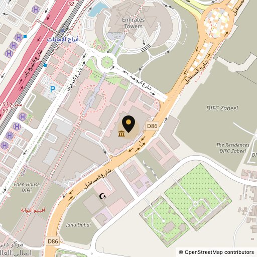 Map showing Circle Café at Gate Village, DIFC, Dubai