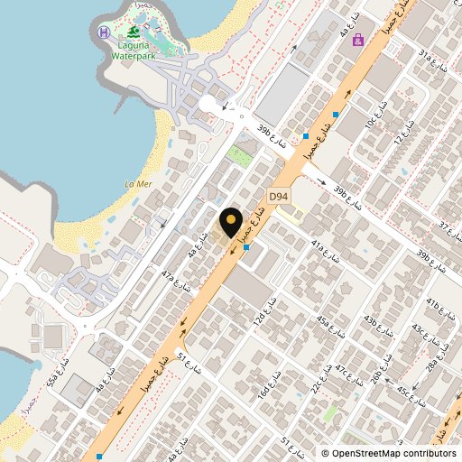 Map showing Comptoir 102 on Beach Road, Jumeirah 1, Dubai