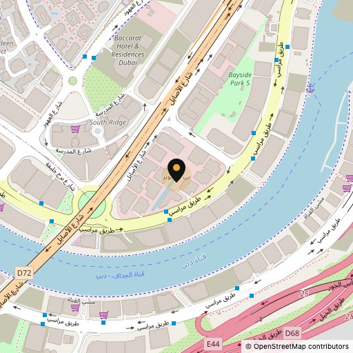 Map showing Kcal Life at Bay Square in Business Bay, Dubai