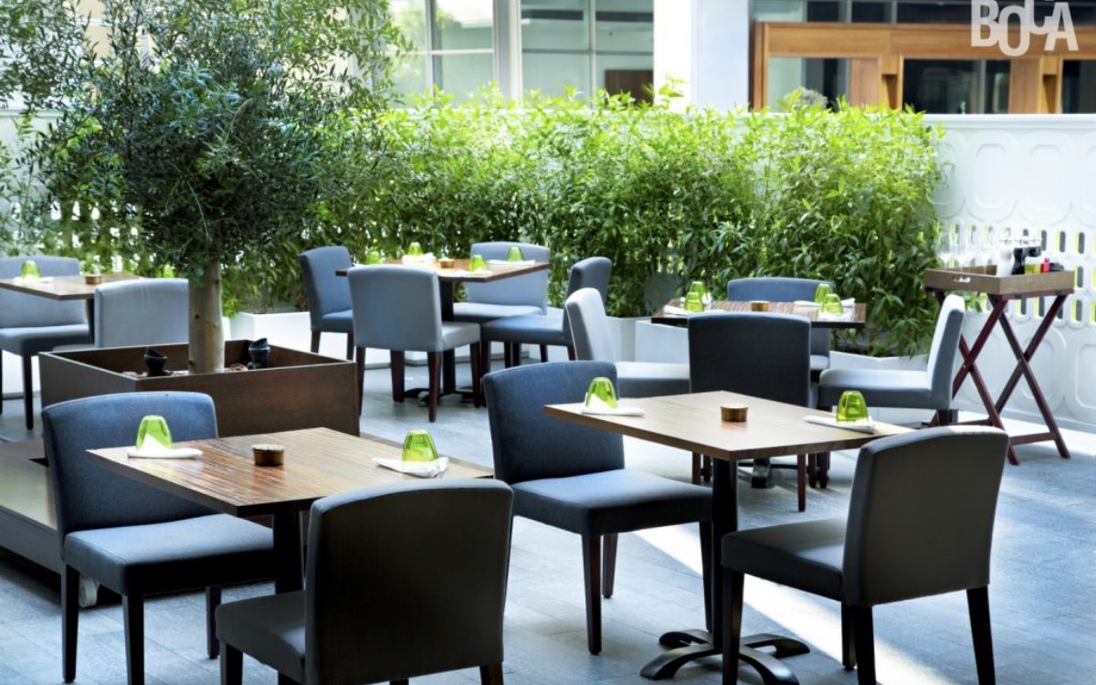 The garden terrace at BOCA in DIFC Gate Village